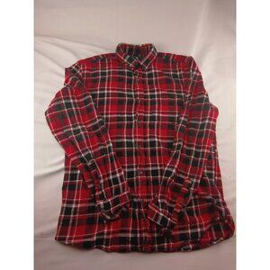 Thunder Men's Red Black Plaid Button Down Shirt Size Medium Long Sleeves
